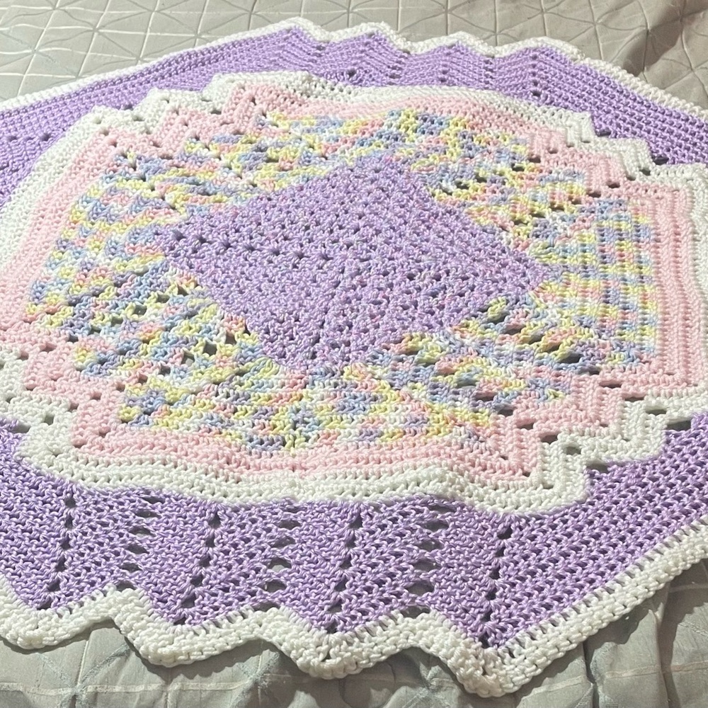 Hand crocheted baby afghan